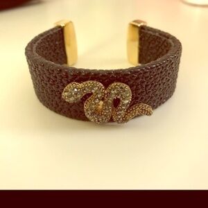 Tasha Leather Bracelet With Crystal Snake